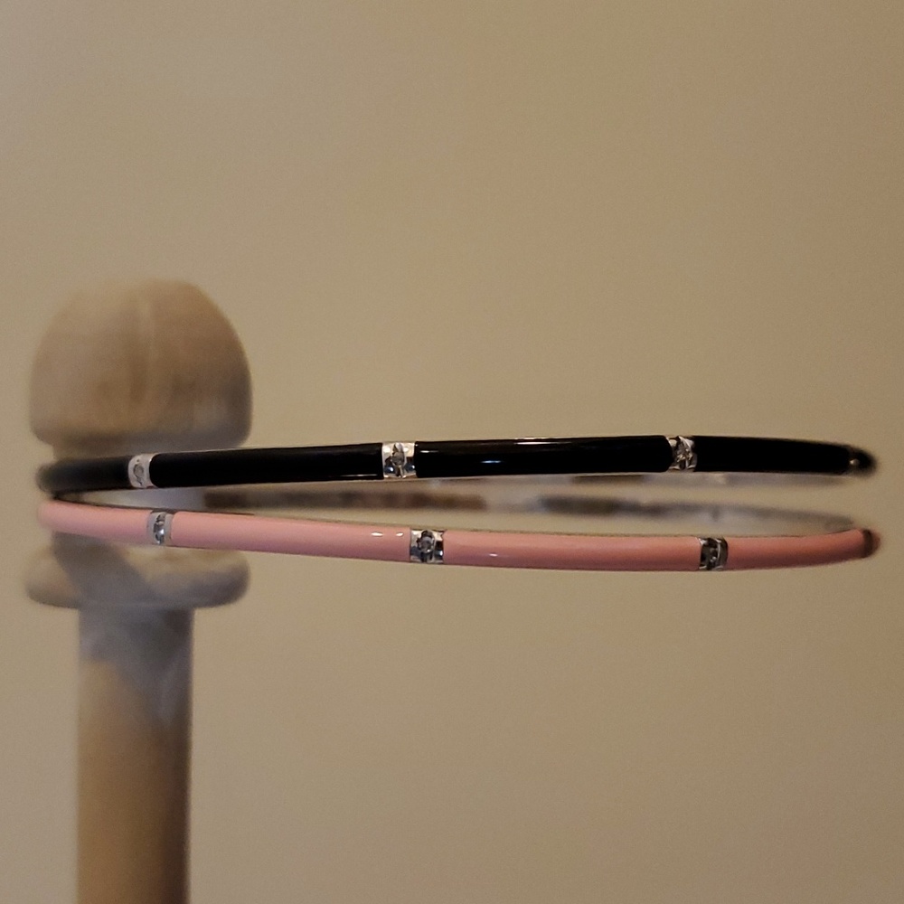 Sterling silver diamond accent bangles